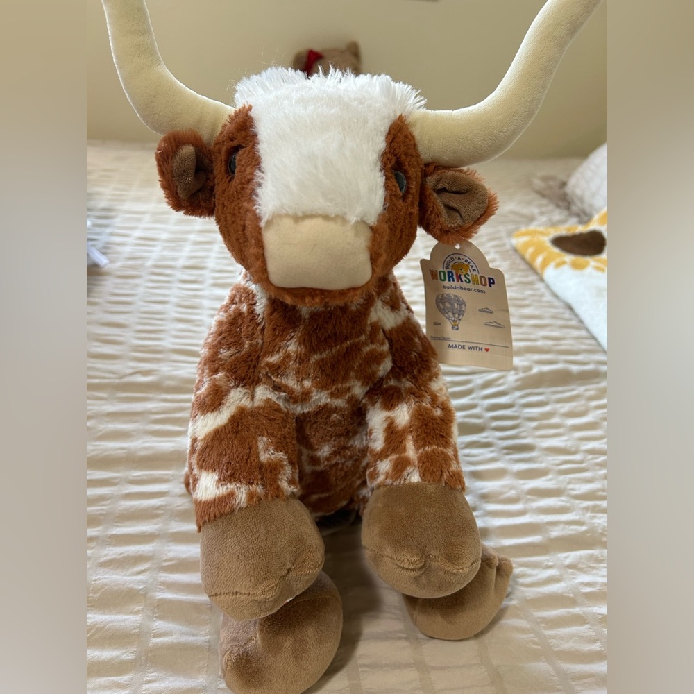Cute long horned stuffed cow !